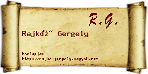Rajkó Gergely névjegykártya